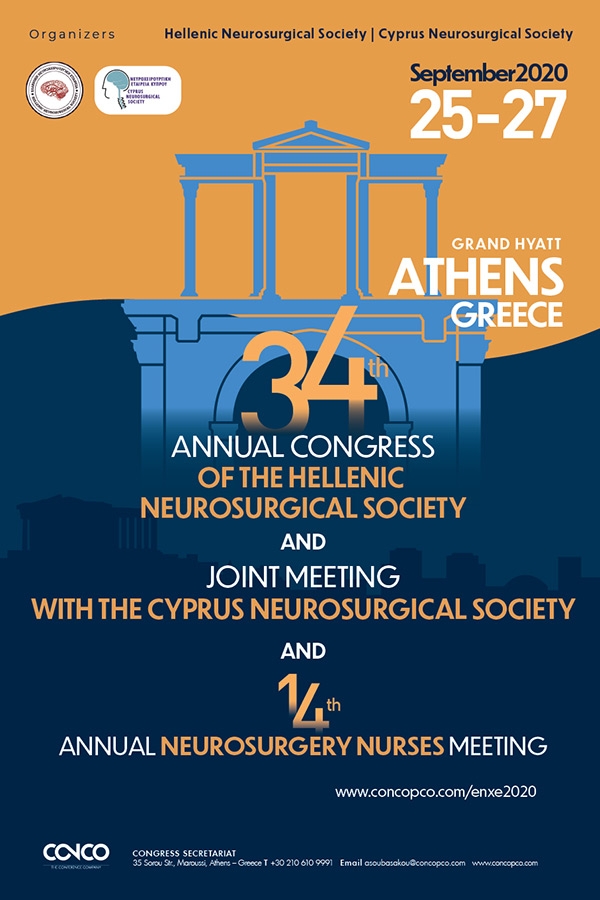 New dates &quot;34th annual congress of the Hellenic Neurosurgical Society and the 14th annual Neurosurgery Nurses Meering&quot;, 25 - 27 September 2020